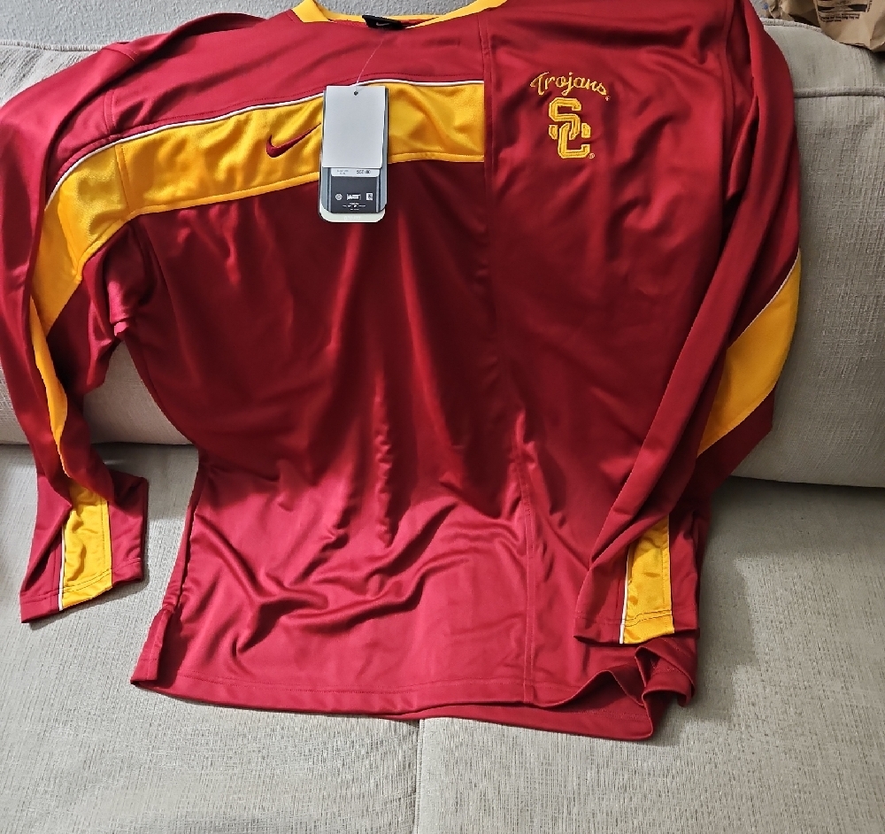 Red and Yellow Trojans Long Sleeve Shirt. Nike NWT
